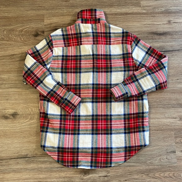 Old Navy White Tartan Loose Flannel Boyfriend Button Up Shirt - Picture 10 of 12